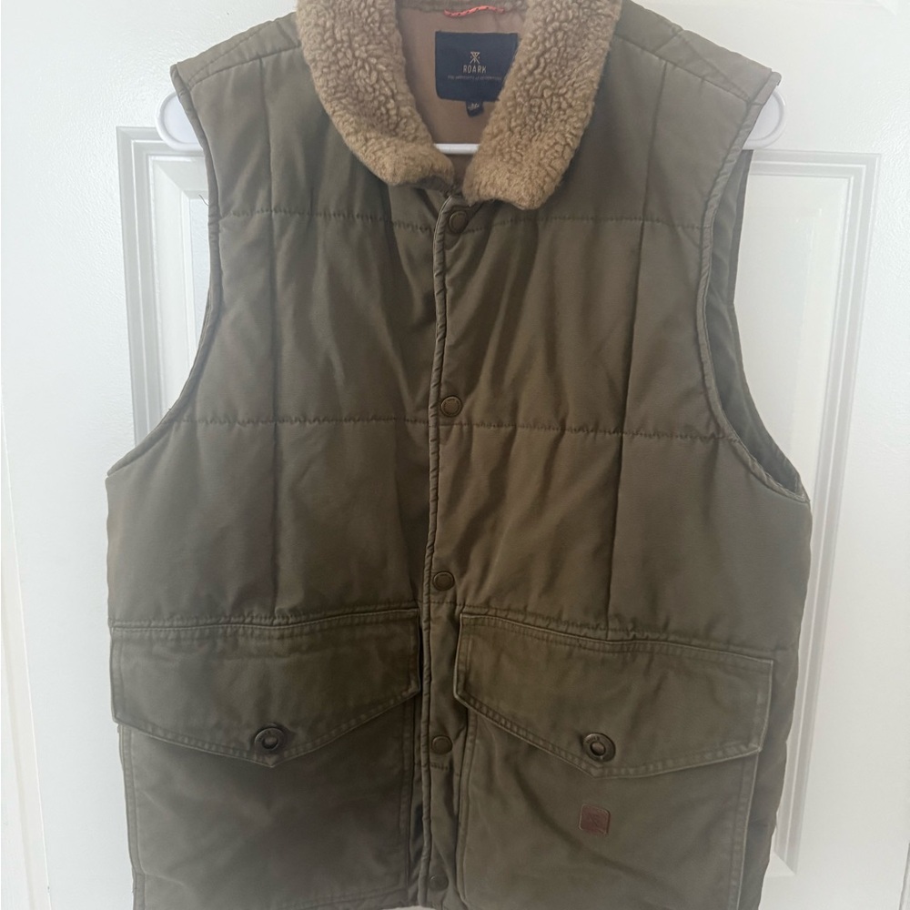 Roark Men’s Livingston Quilted Vest Size M army brown green Jamie Thomas - Picture 5 of 12